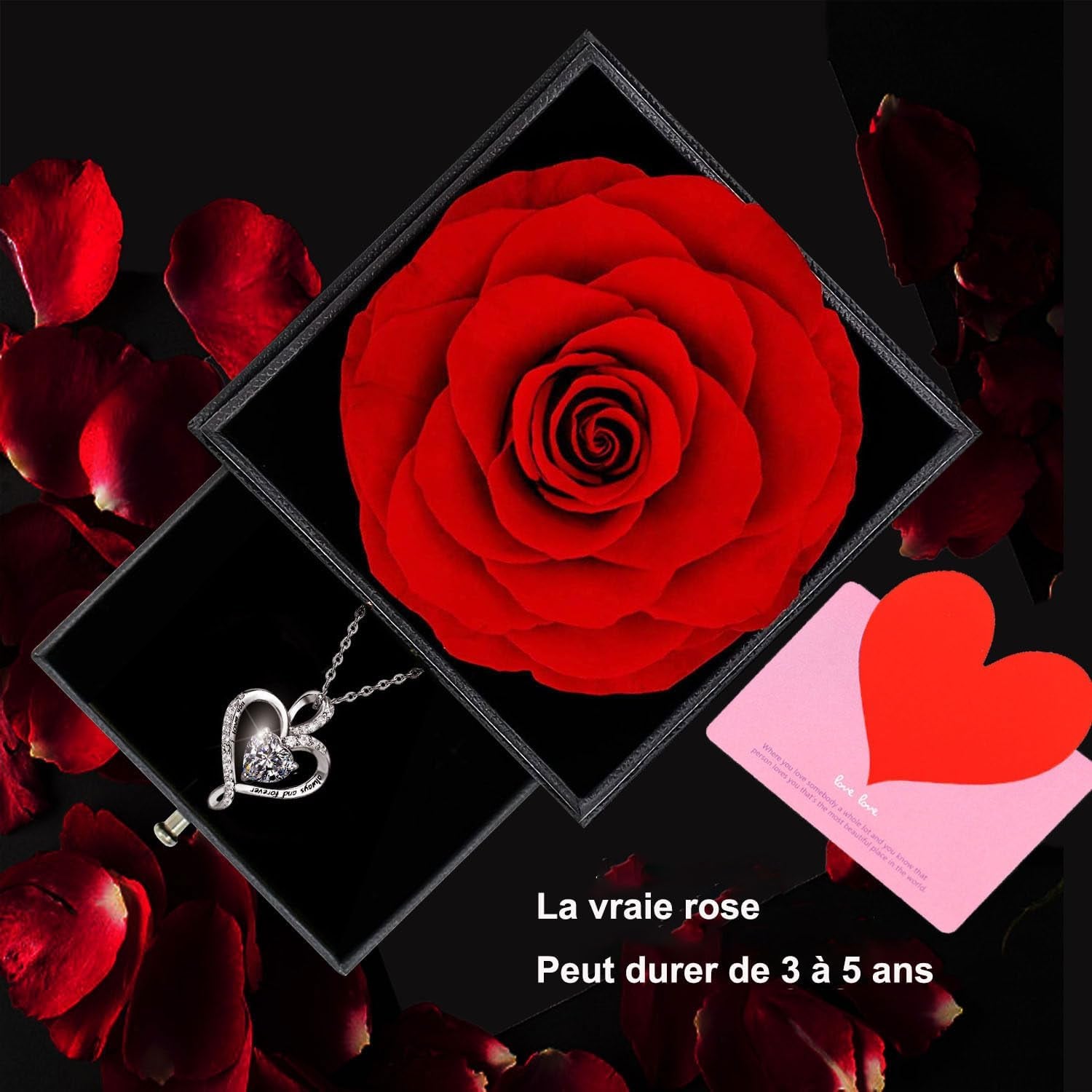 Willuck Rose Eternelle Rouge,Femme Boîte De Roses,Fleur Conservée,Rose Stabilisée,Cadeau Pour Elle La Anniversaire Saint Valentin Noël Fête Des Mères Cadeaux Pour Sa Femme Maman Grand-Mère Copine