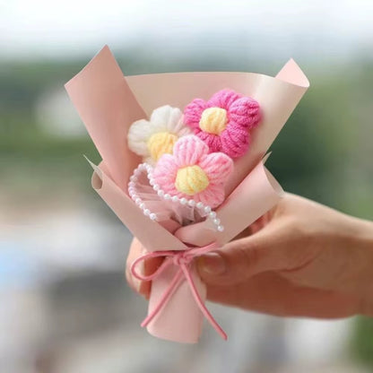 Mini Crochet Flower Bouquet Graduation Bouquet Artificial Daisy Knitted Flower Wedding Guest Gift Valentine'S Day Gift