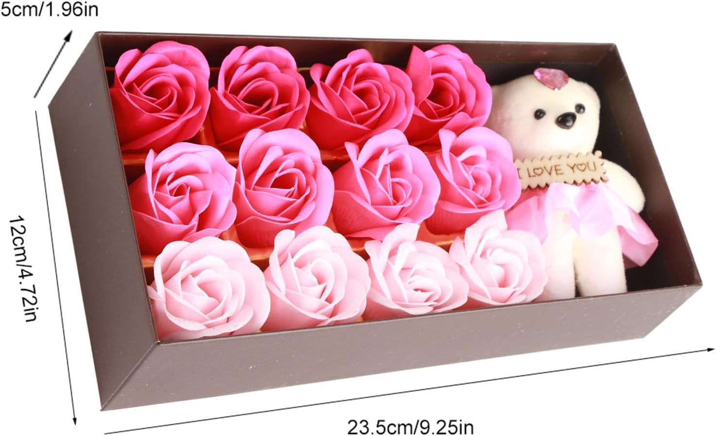 QANYEGN Savon De Bain Parfumé Floral Pétales De Fleurs De Rose, Ours En Peluche, Coffret Cadeau Fleur De Savon Pour Cadeau Romantique De La Saint-Valentin(Dégradé Poudre)