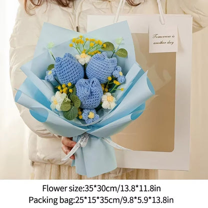 Artificial Crochet Flower Graduation Bouquet Hand-Knitted Bouquet Wedding Gifts for Guests Valentine'S Day Birthday Party Gifts